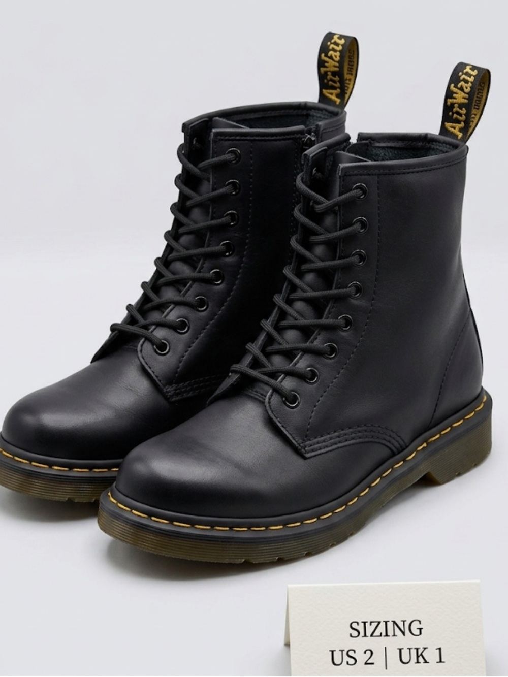 Dr. Martens Kids 1460 Black Leather Combat Boots - Size US 2 / UK 1